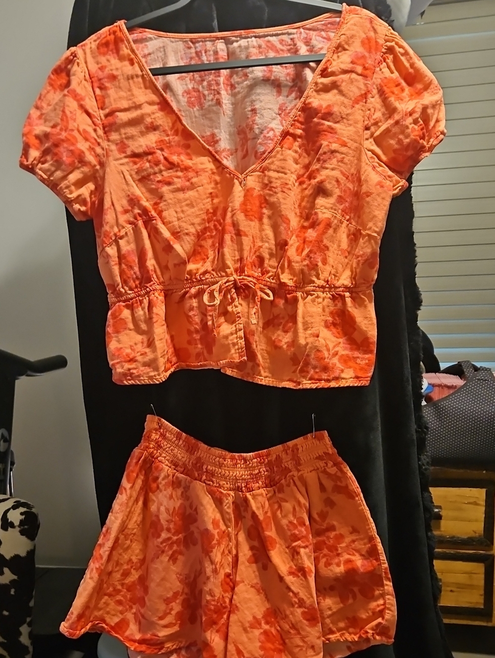 Adore Me Orange Tie-Dye V-Neck Short Pajama Set